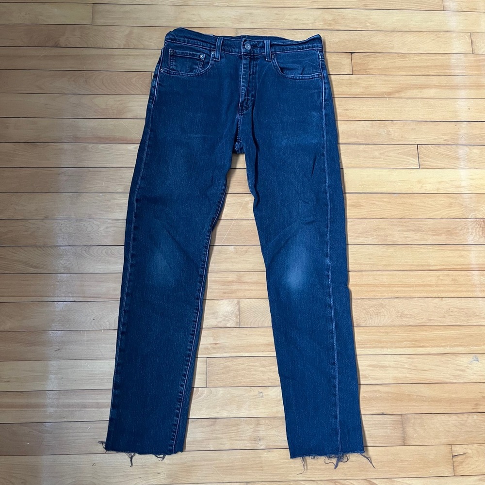 Levis Premium 511 Slim Fit Jeans Mens 32x34 Indigo Blue Raw Hem Denim 28833-1200
